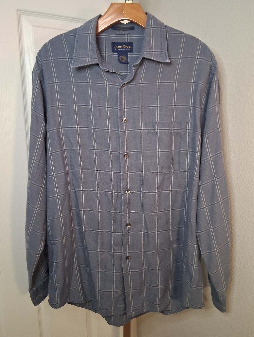 The Club Room Charter Club Button Down Long Sleeve Shirt Blue Medium